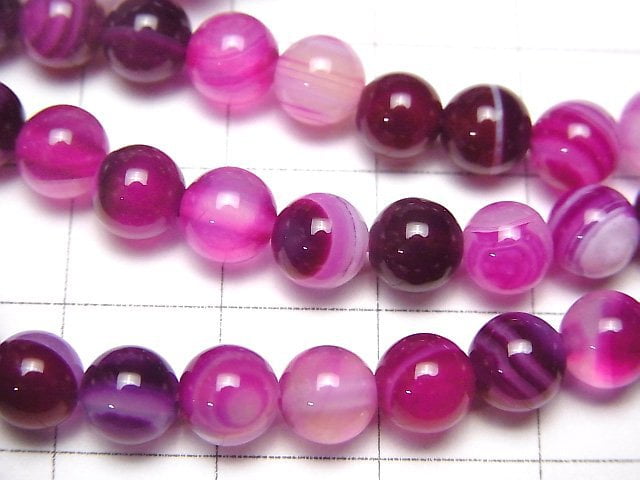 [Video] Pink Stripe Agate Round 6mm 1strand beads (aprx.15inch / 36cm)