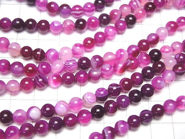 [Video] Pink Stripe Agate Round 6mm 1strand beads (aprx.15inch / 36cm)