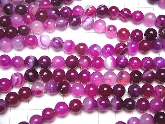 [Video] Pink stripe agate Round 8mm 1strand beads (aprx.15inch / 36cm)
