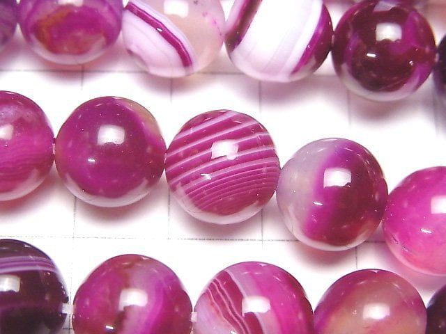 [Video] Pink Stripe Agate Round 12mm 1strand beads (aprx.15inch / 36cm)