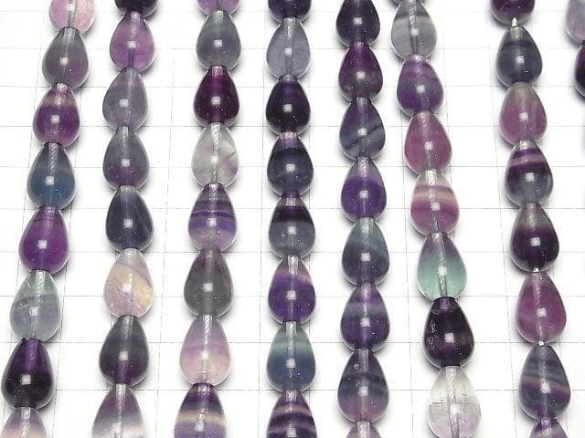 [Video] Mongolian MulticolorFluorite AAA Vertical Hole Drop (Smooth) 14x10x10mm half or 1strand (aprx.15inch/37cm)