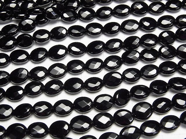 Onyx  Faceted Oval 8x6x4mm half or 1strand beads (aprx.15inch/38cm)