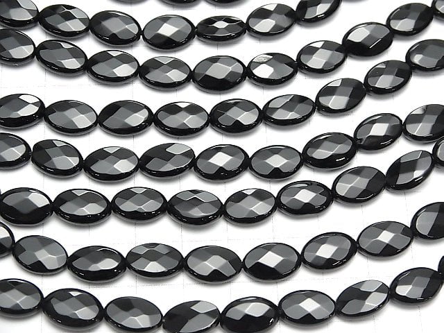 Onyx  Faceted Oval 12x8x4mm half or 1strand beads (aprx.15inch/38cm)