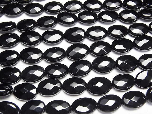 Onyx  Faceted Oval 14x10x5mm half or 1strand beads (aprx.15inch/36cm)