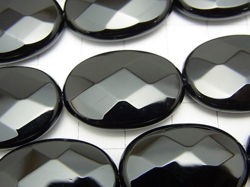 Onyx Facettiert Oval 25x18x9mm halb oder 1 Strang Perlen (ca. 15 Zoll / 38 cm)