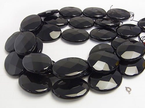 Onyx  Faceted Oval 40x30x10mm half or 1strand beads (aprx.13inch/32cm)