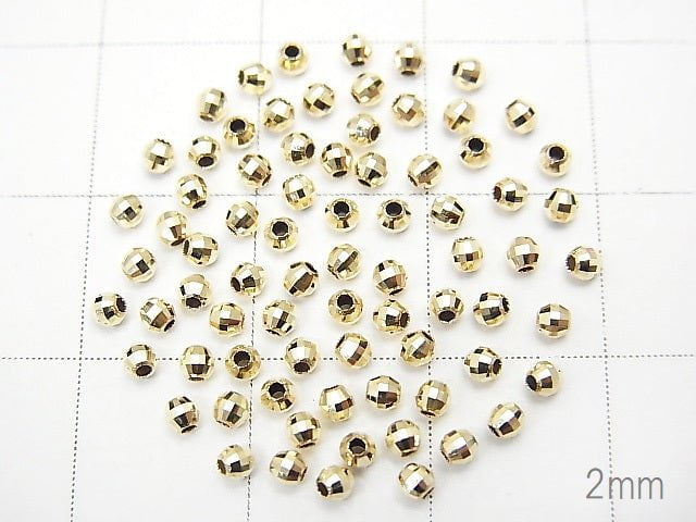 [K10 Yellow Gold]Mirror Round Cut Beads [2mm][2.5mm][3mm]1pc -