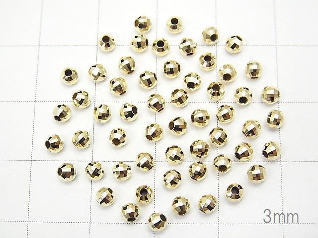 [K10 Yellow Gold]Mirror Round Cut Beads [2mm][2.5mm][3mm]1pc -