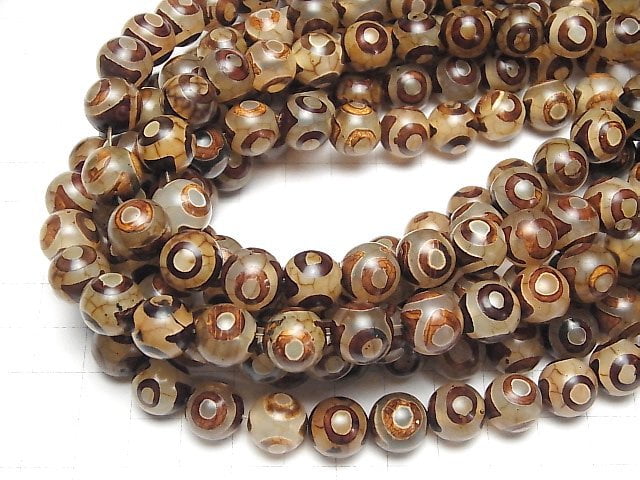 dZi Beads Round 12mm Brown 1strand beads (aprx.13inch/33cm)