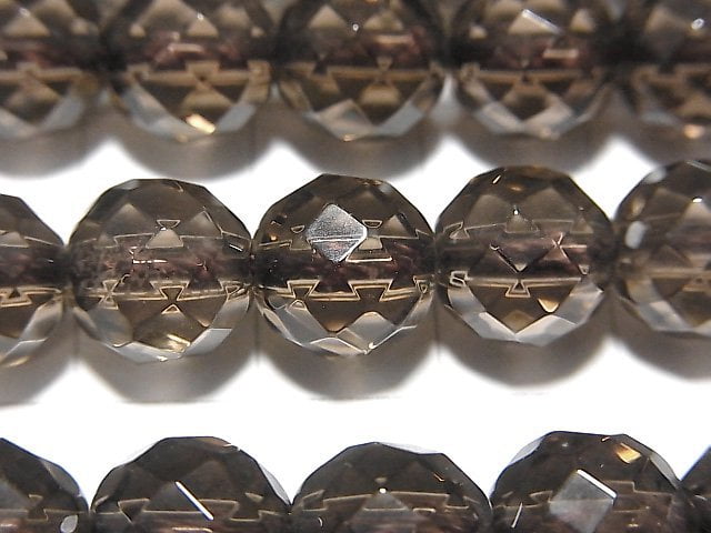 Smoky Quartz AAA 64Faceted Round 10mm [2mm hole] 1/4 or 1strand beads (aprx.15inch/37cm)