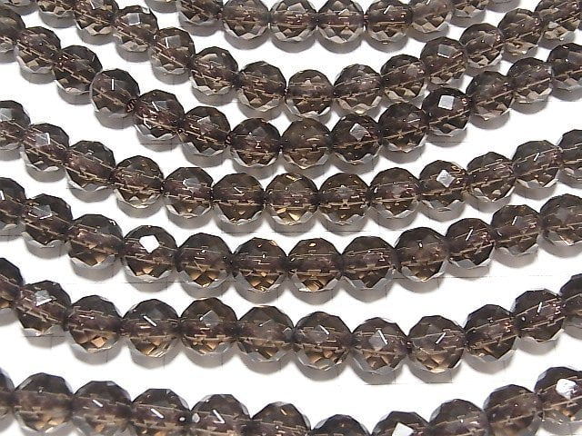 Smoky Quartz AAA 64Faceted Round 10mm [2mm hole] 1/4 or 1strand beads (aprx.15inch/37cm)