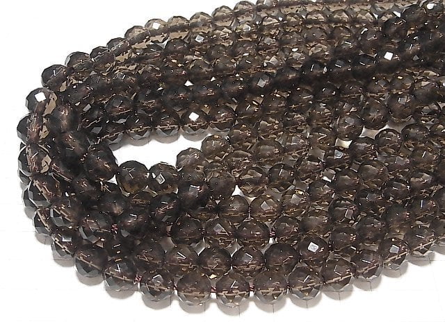 Smoky Quartz AAA 64Faceted Round 10mm [2mm hole] 1/4 or 1strand beads (aprx.15inch/37cm)