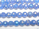 [Video] Flash, Blue Color Chalcedony 64 Faceted Round 6 mm 1strand beads (aprx.15 inch / 37 cm)