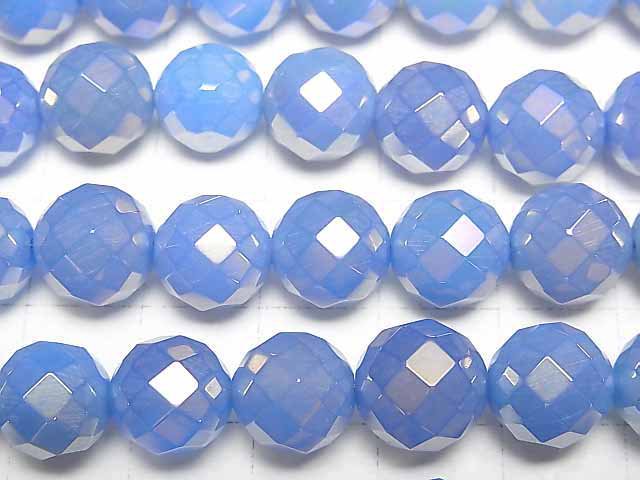 [Video] Flash, blue color Chalcedony 64 Faceted Round 10 mm half or 1 strand beads (aprx. 15 inch / 37 cm)