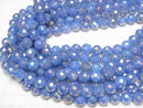 [Video] Flash, blue color Chalcedony 64 Faceted Round 10 mm half or 1 strand beads (aprx. 15 inch / 37 cm)