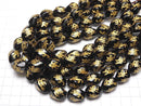 Gold! Four Divine Beasts Carving! Onyx Twist Faceted Rice 18x13x13mm 1/4 or 1strand beads (aprx.15inch / 36cm)