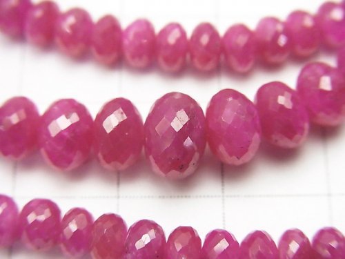 [One of a kind] MicroCut Top Quality Pink Sapphire AAA++ Faceted Button Roundel Size Gradation 1strand beads (aprx.15inch / 38cm) NO.1