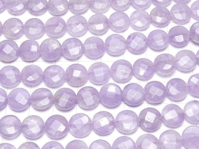 [Video] Lavender Amethyst AA++ Faceted Coin 10x10x4mm half or 1strand beads (aprx.15inch / 38cm)