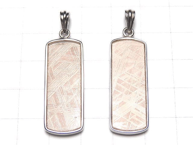 Meteorite Pendant, Rectangle, 34x13x3mm, Both Side Finish, Pink Gold, 1pc