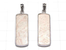 Meteorite Pendant Rectangle 33 x 13 x 3 mm Both Side Finish Pink gold 1 pc