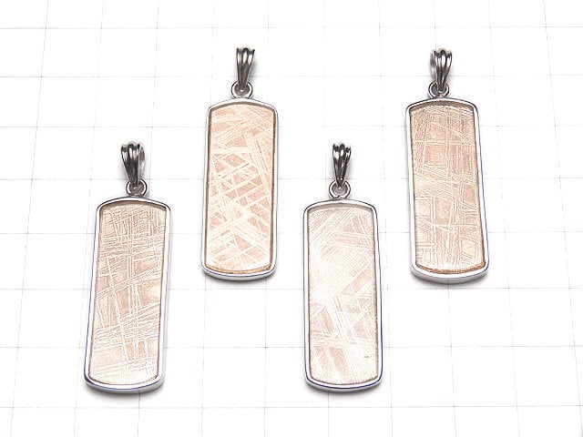 Meteorite Pendant, Rectangle, 34x13x3mm, Both Side Finish, Pink Gold, 1pc