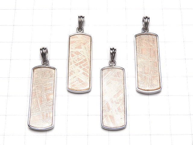 Meteorite Pendant Rectangle 33 x 13 x 3 mm Both Side Finish Pink gold 1 pc