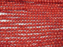 High Quality! Red Coral (Dyed) 32Faceted Round 4mm 1strand beads (aprx.15inch/37cm)