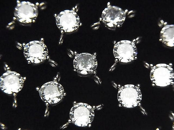 Silver925 Joint Parts CZRound Faceted 5x5mm Rhodium Plated 1pc
