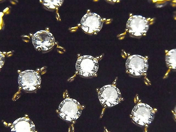 Silver925 Joint Parts CZRound Faceted 5x5mm 18KGP 1pc