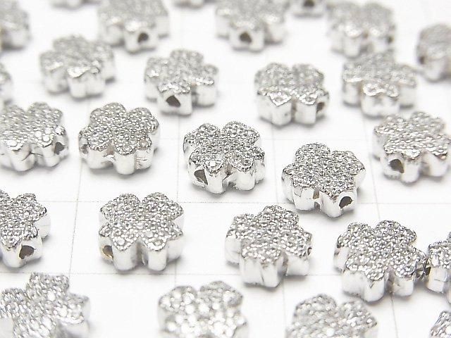 Silver 925 Clover Motif (with CZ) 8x8x4mm 1pc