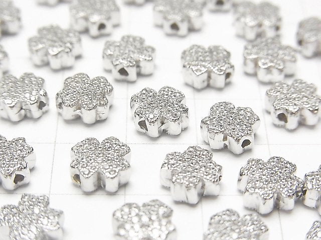 1pc $6.79! Silver925 Clover motif (with CZ) 8 x 8 x 4 mm 1 pc