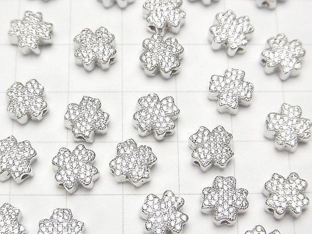 Silver 925 Clover Motif (with CZ) 8x8x4mm 1pc