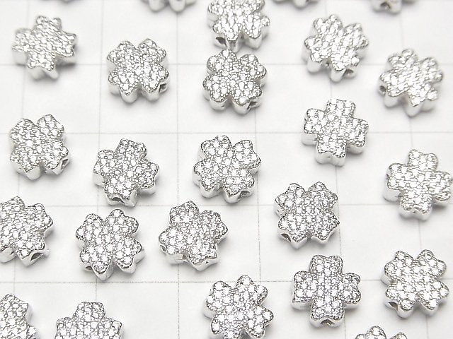 1pc $6.79! Silver925 Clover motif (with CZ) 8 x 8 x 4 mm 1 pc