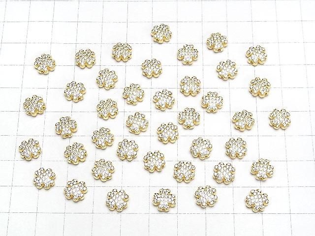 Silver 925 Clover Motif (with CZ) 8x8x4mm 18KGP 1pc