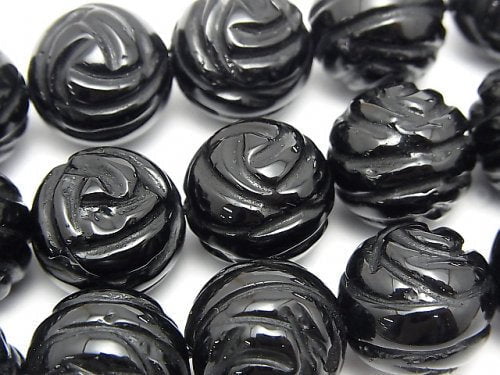 Onyx, Rose, Round Gemstone Beads