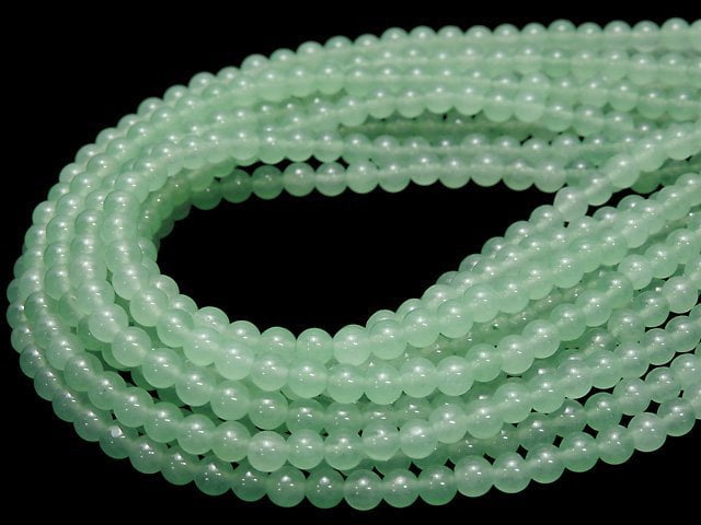 Pastel Green Jade Round 4mm 1strand beads (aprx.15inch / 37cm)