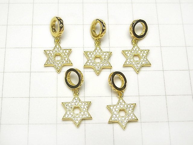 1pc $6.79! Silver925 Charm Star Motif (with CZ) 11 x 10 x 2 mm gold color 1 pc