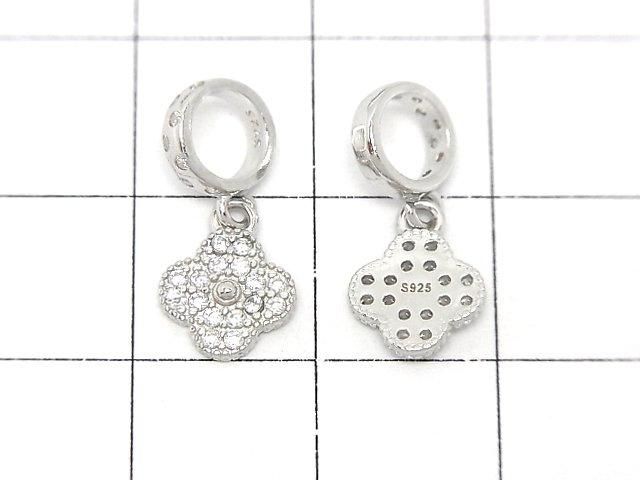Silver 925 Flower Motif Pendant (with CZ) 7.5 x 7.5 x 1.5 mm Silver Color 1pc