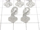 Silver925 Flower Motif Pendant (with CZ) 7.5x7.5x1.5mm Silver color 1pc