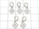 Silver925 Flower Motif Pendant (with CZ) 7.5x7.5x1.5mm Silver color 1pc