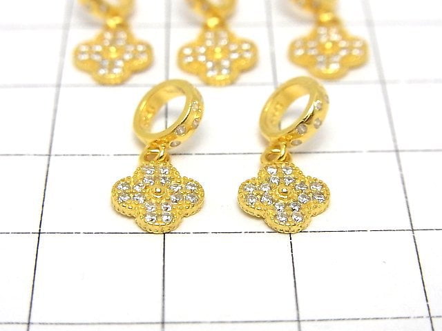 Silver925 Flower Motif Pendant (with CZ) 7.5x7.5x1.5mm Gold color 1pc