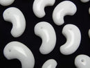 Comma Shaped, White Jade Gemstone Beads