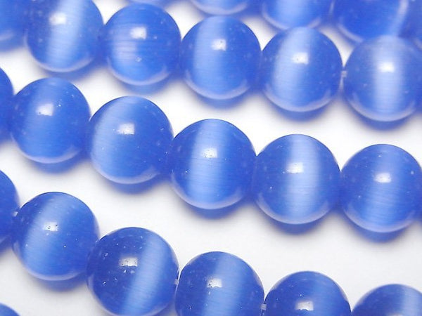 [Video] Pastel blue color Cat's Eye Round 10mm 1strand beads (aprx.15inch/36cm)