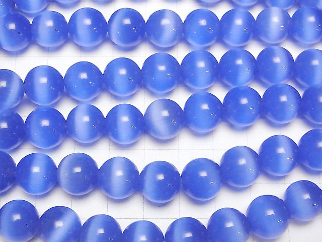 [Video] Pastel blue color Cat's Eye Round 12mm 1strand beads (aprx.14inch/34cm)