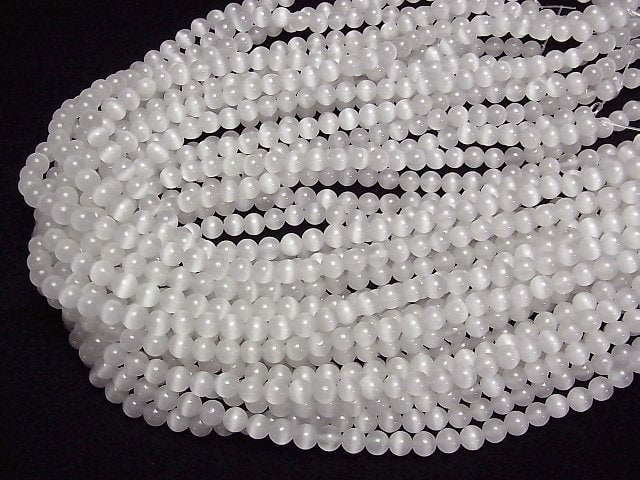 [Video] Gray color Cat's Eye Round 6mm 1strand beads (aprx.15inch/37cm)