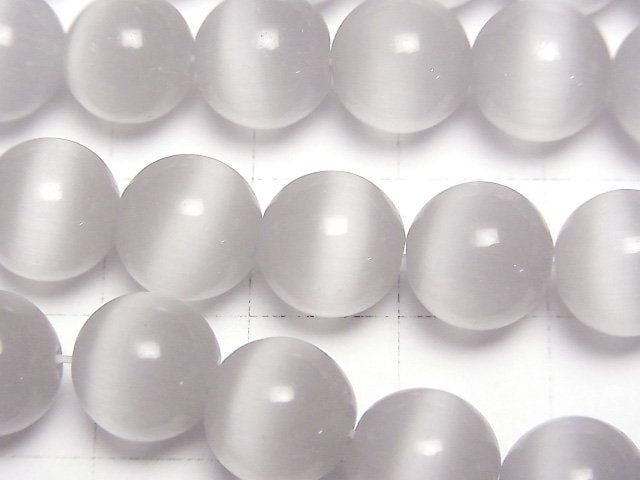 [Video] Gray color Cat's Eye Round 10mm 1strand beads (aprx.15inch/36cm)