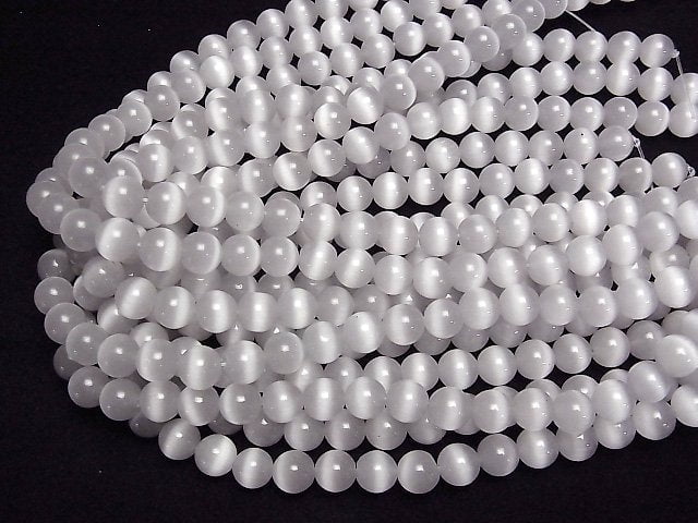 [Video] Gray color Cat's Eye Round 10mm 1strand beads (aprx.15inch/36cm)