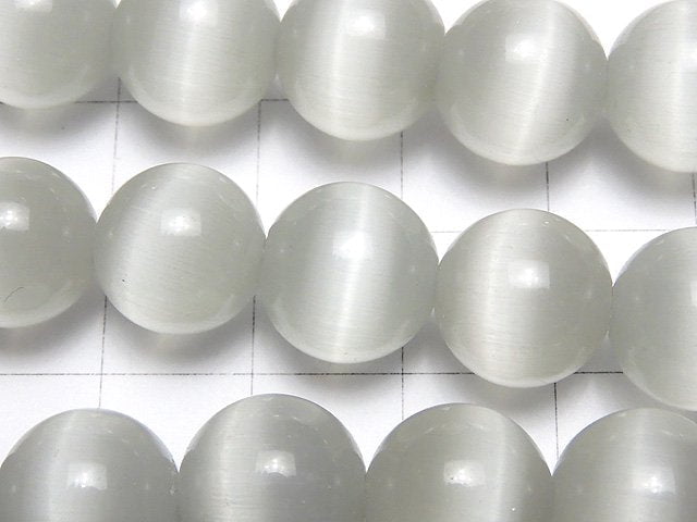 [Video] Gray color Cat's Eye Round 12mm 1strand beads (aprx.14inch/34cm)