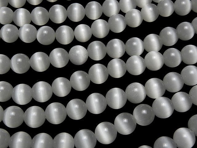 [Video] Gray color Cat's Eye Round 12mm 1strand beads (aprx.14inch/34cm)