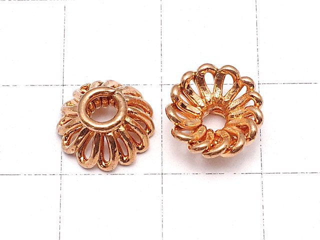 Copper Bead cap 10 x 10 x 5 mm half or 1 strand beads (aprx.7 inch / 18 cm)